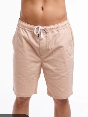Free Planet Organic Relaxed Drawstring Twill Chino Shorts In Pink Sands L